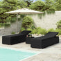 3 Piece Garden Sun Loungers with Tea Table Poly Rattan Black