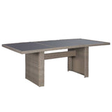 7 Piece Outdoor Dining Set Poly Rattan Brown - 45-Degree Angle