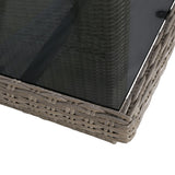 7 Piece Outdoor Dining Set Poly Rattan Brown - Rear View