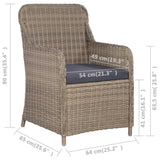 7 Piece Outdoor Dining Set Poly Rattan Brown - Close-Up Angle