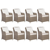 9 Piece Outdoor Dining Set Poly Rattan Brown - Front View
