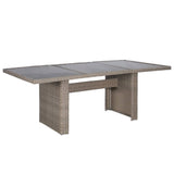9 Piece Outdoor Dining Set Poly Rattan Brown - Top-Down View