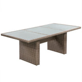 11 Piece Outdoor Dining Set Poly Rattan Brown - Rear View