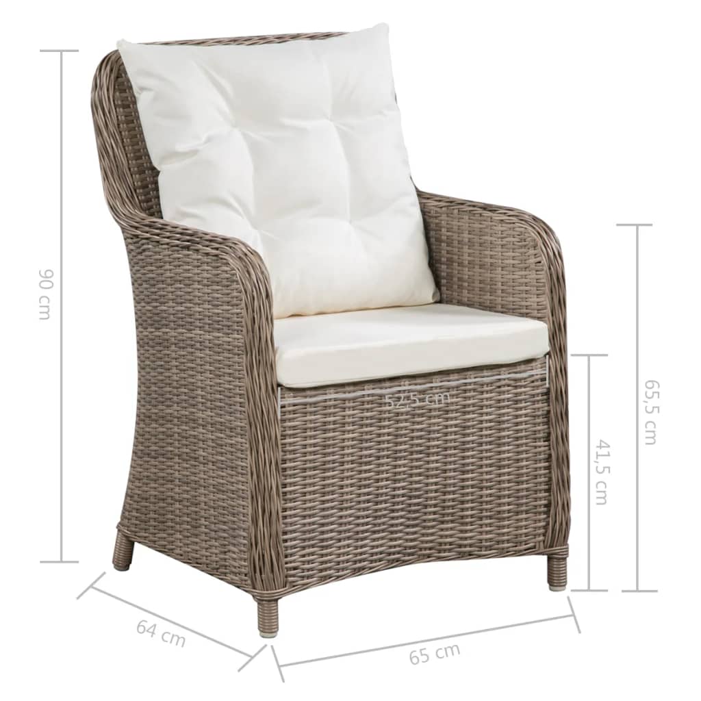 11 Piece Outdoor Dining Set Poly Rattan Brown