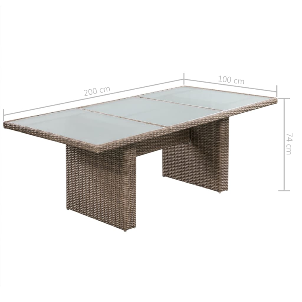 11 Piece Outdoor Dining Set Poly Rattan Brown