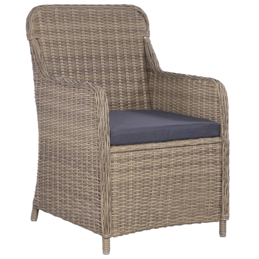 7 Piece Outdoor Dining Set with Cushions Poly Rattan Brown
