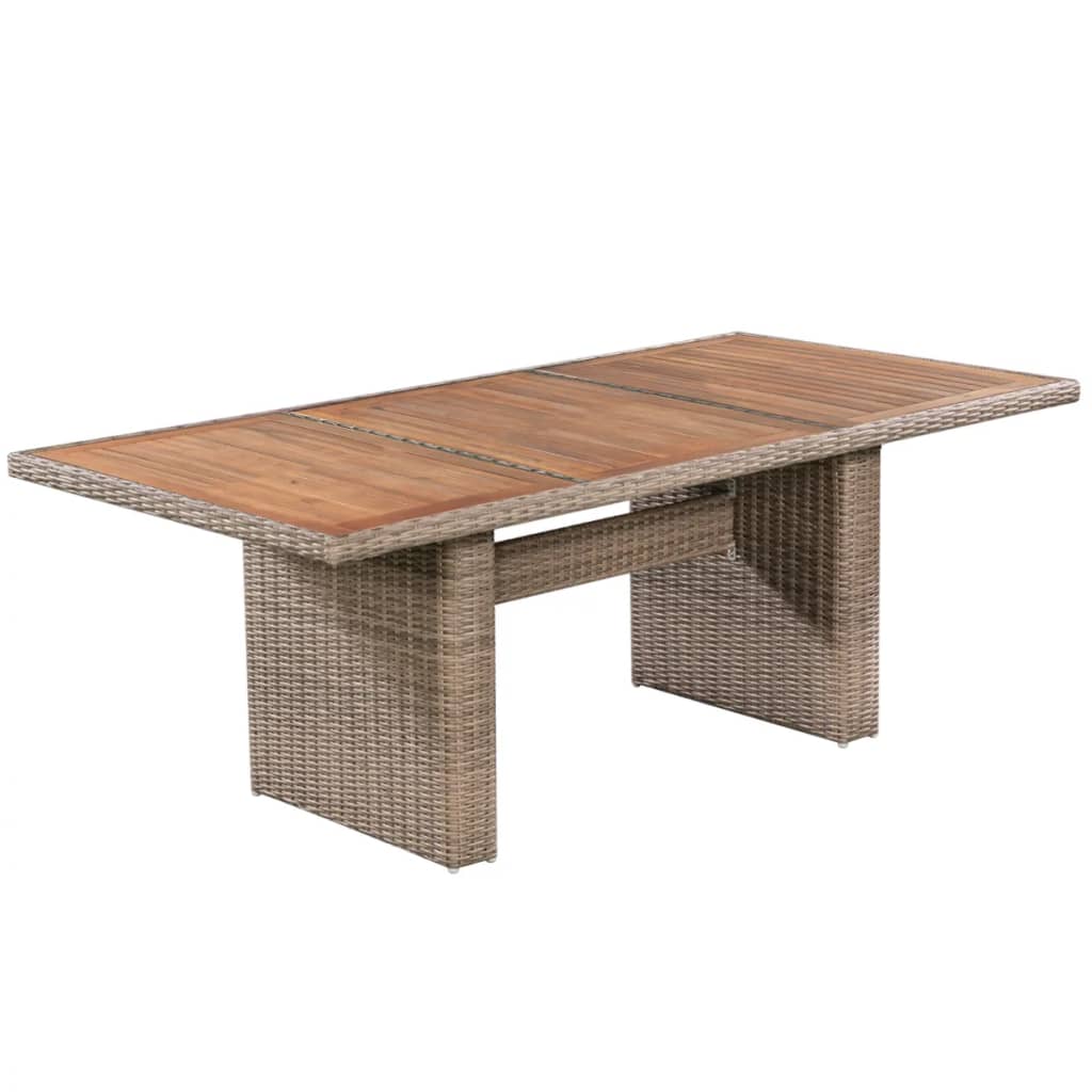 7 Piece Outdoor Dining Set with Cushions Poly Rattan Brown