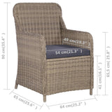 7 Piece Outdoor Dining Set with Cushions Poly Rattan Brown