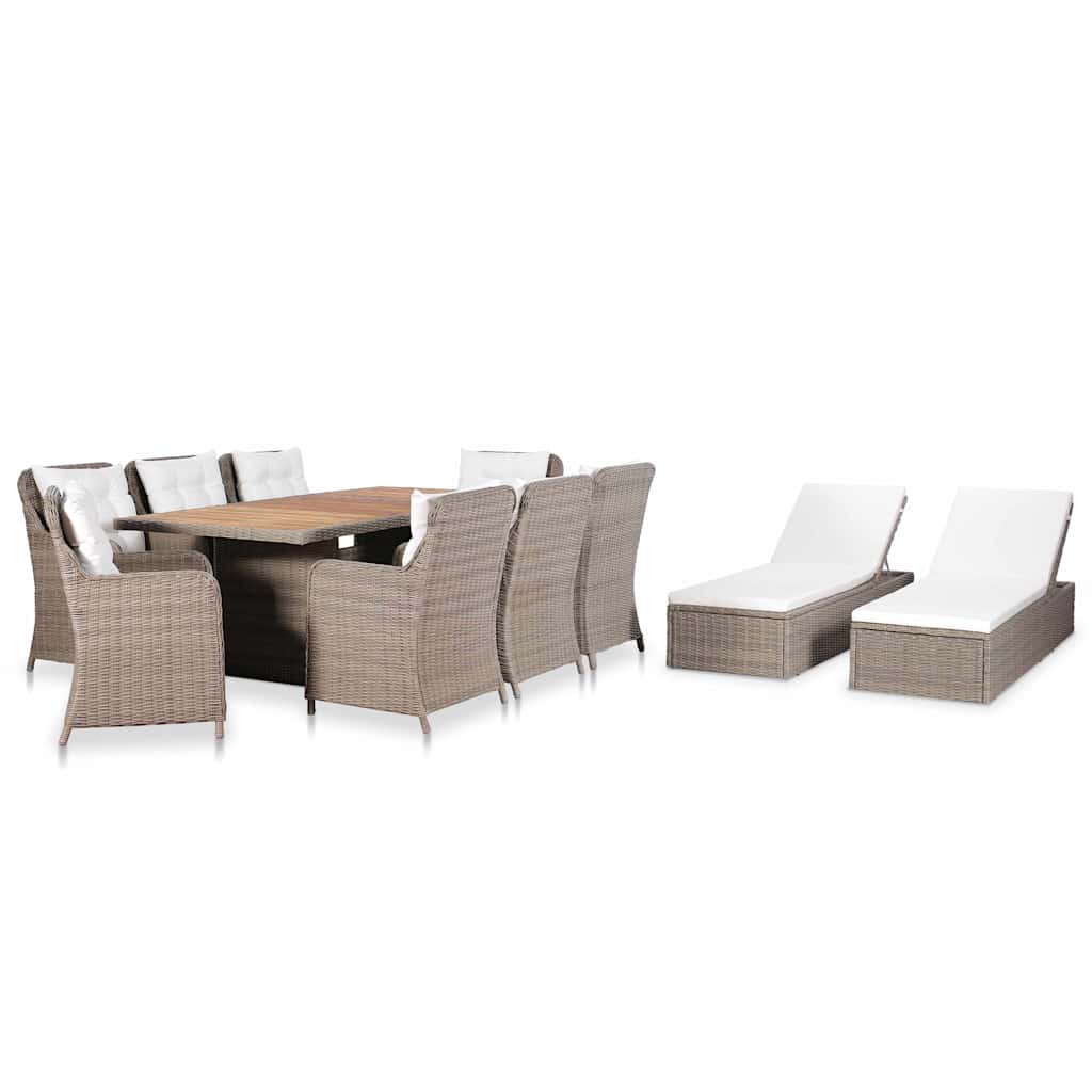 11 Piece Outdoor Dining Set Poly Rattan