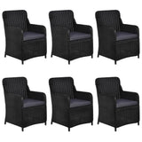 7 Piece Outdoor Dining Set Poly Rattan Black