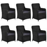 7 Piece Outdoor Dining Set Poly Rattan Black - Top-Down View