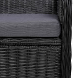 7 Piece Outdoor Dining Set Poly Rattan Black