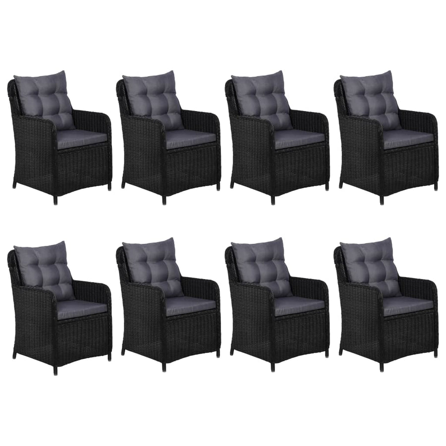 9 Piece Outdoor Dining Set Poly Rattan Black