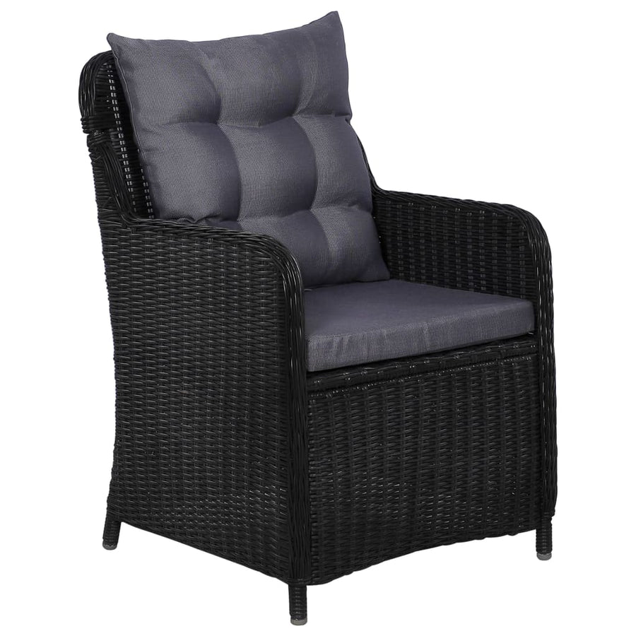 9 Piece Outdoor Dining Set Poly Rattan Black