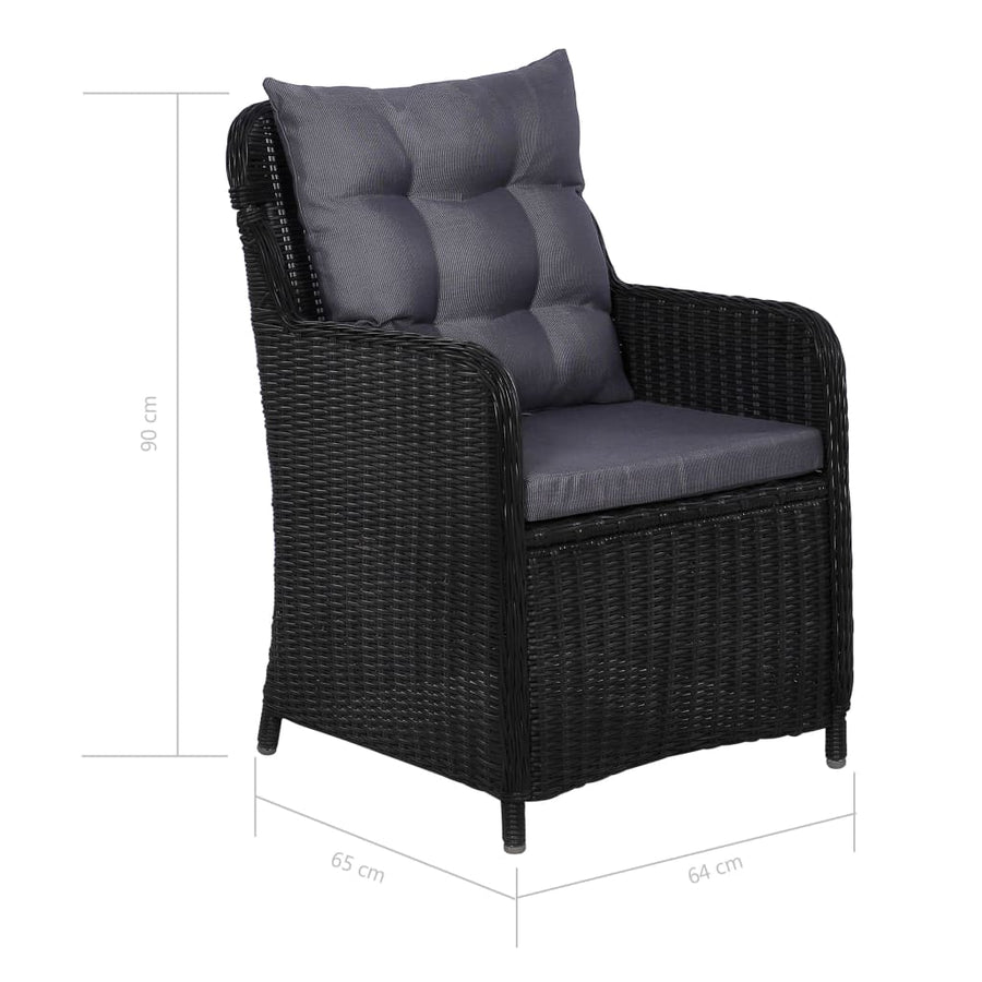 9 Piece Outdoor Dining Set Poly Rattan Black