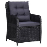 11 Piece Outdoor Dining Set Poly Rattan Black - Close-Up Angle