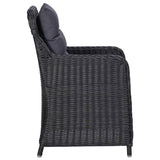 11 Piece Outdoor Dining Set Poly Rattan Black - Close-Up Angle