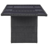 7 Piece Outdoor Dining Set Poly Rattan Black - Front View