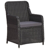7 Piece Outdoor Dining Set Poly Rattan Black - Rear View