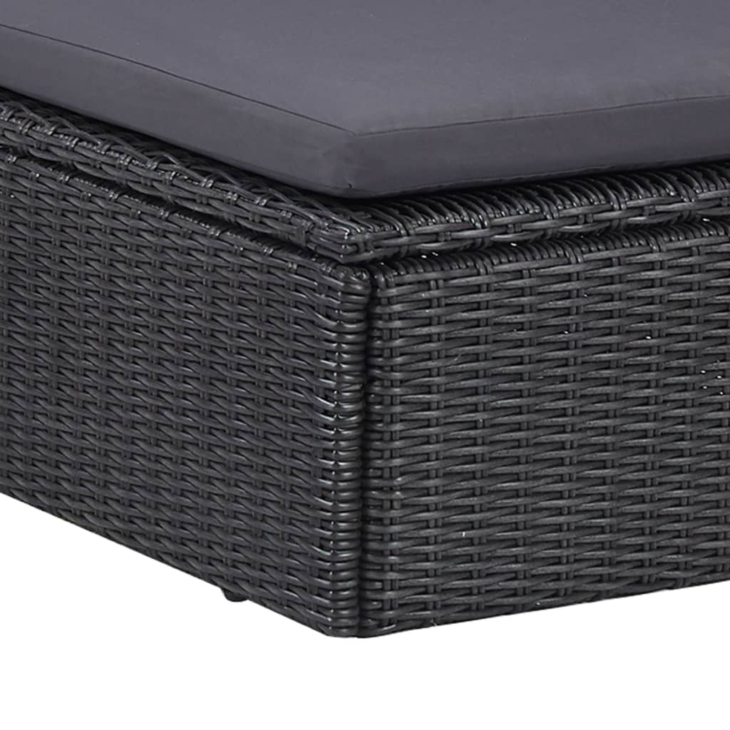 11 Piece Outdoor Dining Set Poly Rattan Black