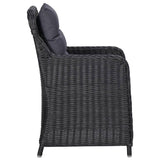 11 Piece Outdoor Dining Set Poly Rattan Black - Close-Up Angle