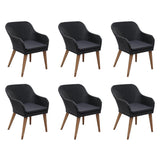 7 Piece Outdoor Dining Set with Cushions Poly Rattan Black - Front View