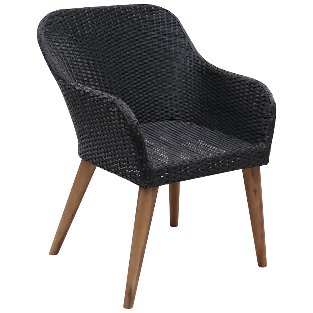 9 Piece Outdoor Dining Set with Cushions Poly Rattan Black