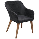 9 Piece Outdoor Dining Set with Cushions Poly Rattan Black