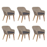 7 Piece Outdoor Dining Set with Cushions Poly Rattan - Front View