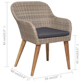 7 Piece Outdoor Dining Set with Cushions Poly Rattan - Close-Up Angle