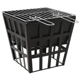 2-in-1 Fire Pit and BBQ 34x34x48 cm Steel - Front View