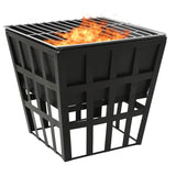 2-in-1 Fire Pit and BBQ 34x34x48 cm Steel - Side View