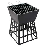 2-in-1 Fire Pit and BBQ 34x34x48 cm Steel - 45-Degree Angle