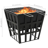2-in-1 Fire Pit and BBQ 34x34x48 cm Steel - Low Angle