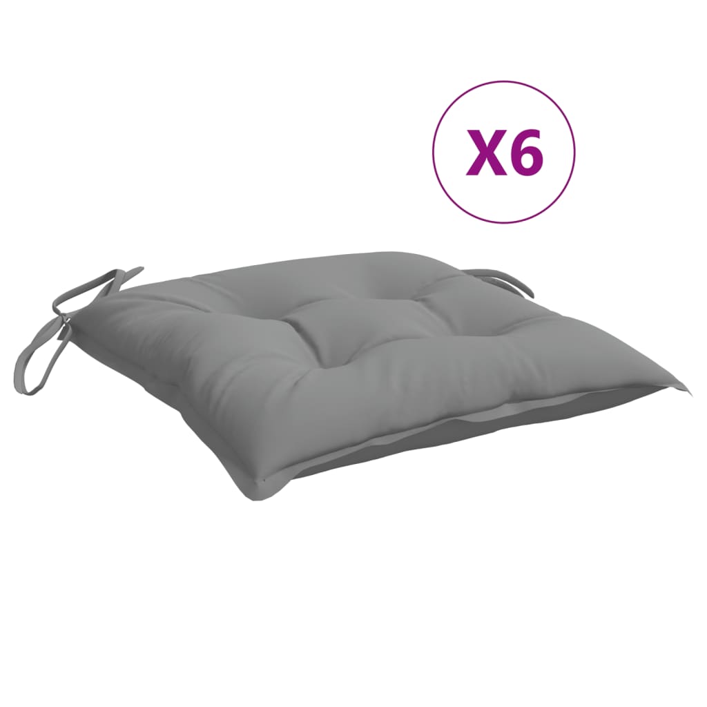 Chair Cushions 6 Pcs Grey 40x40x7 Cm Fabric