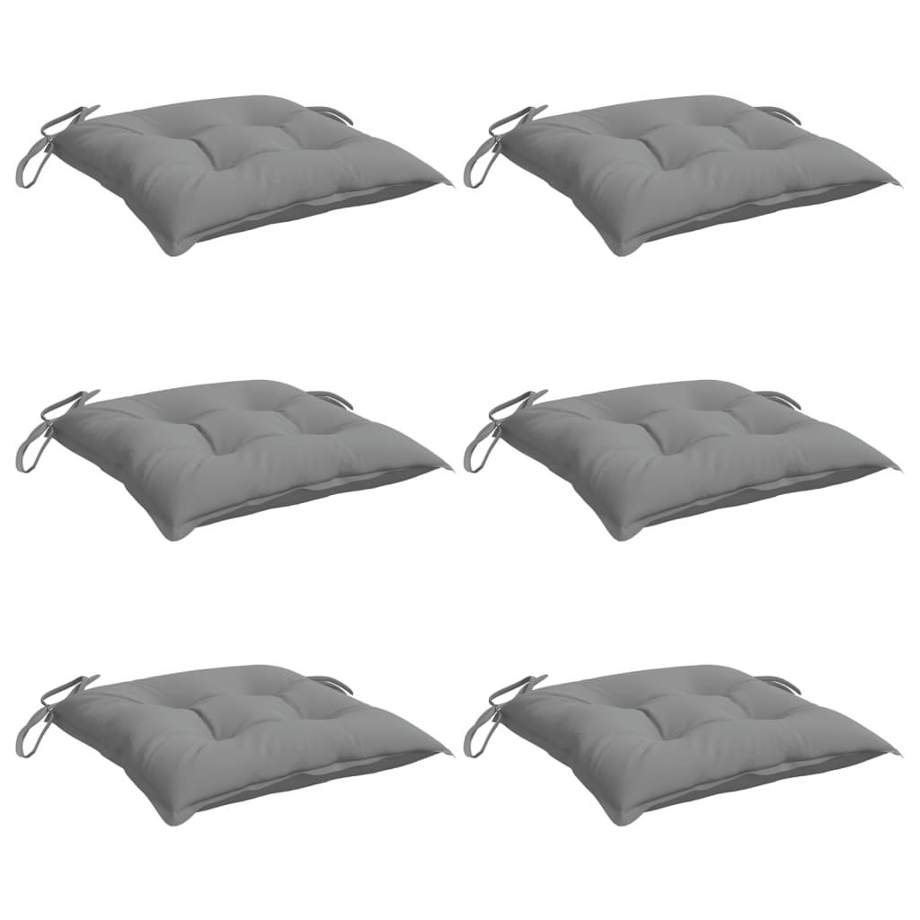 Chair Cushions 6 Pcs Grey 40x40x7 Cm Fabric