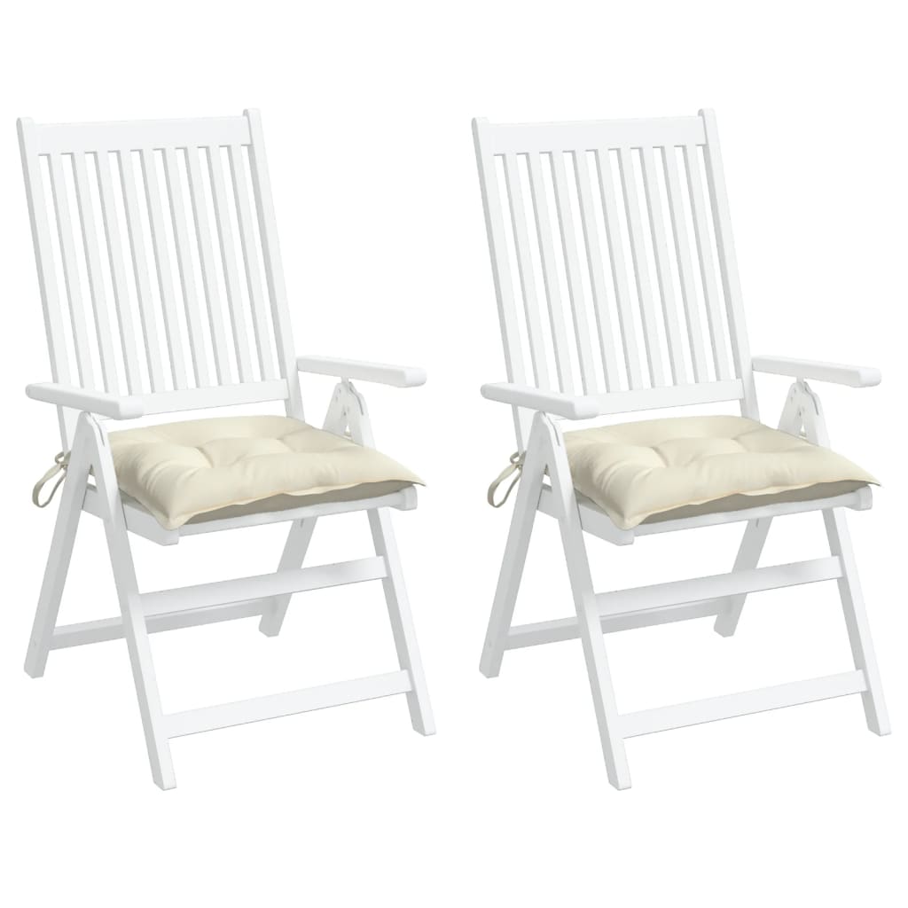 Chair Cushions 2 Pcs Cream White 40x40x7 Cm Fabric