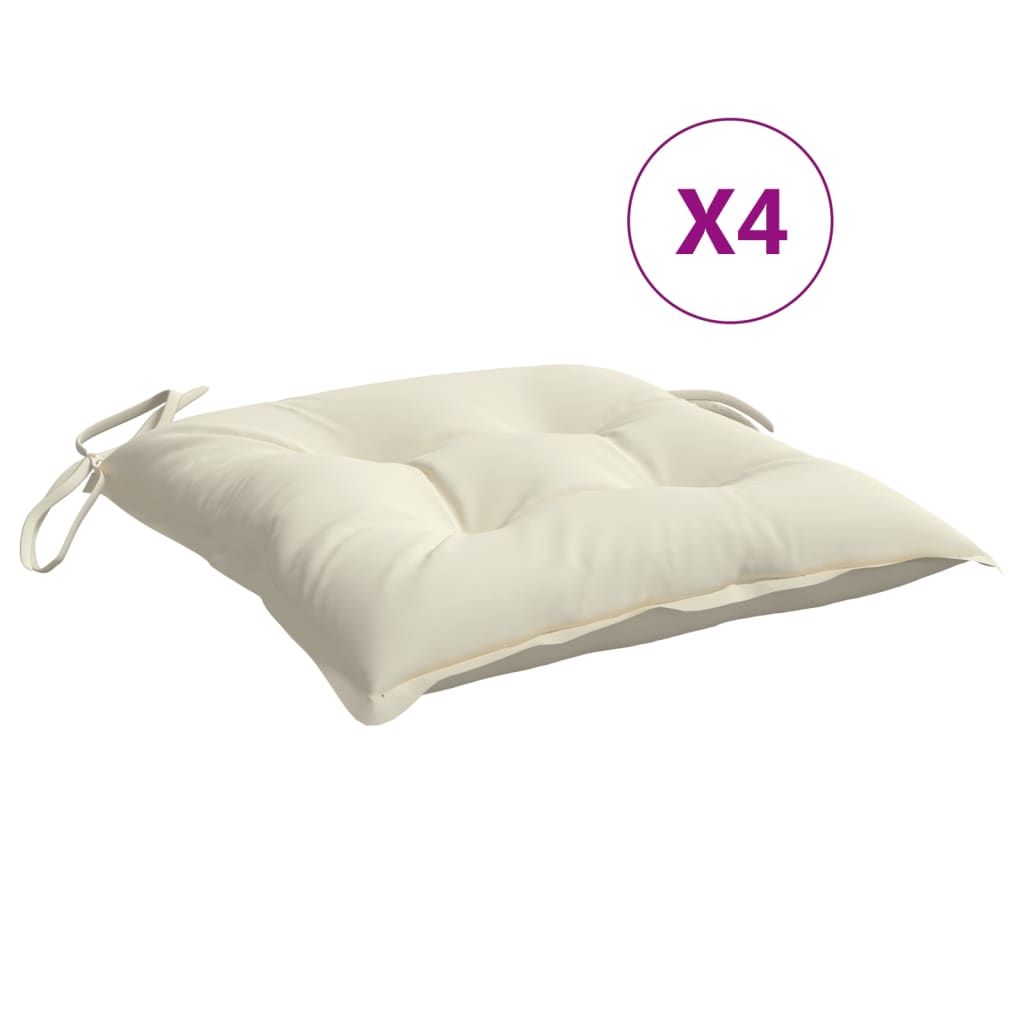 Chair Cushions 4 Pcs Cream White 40x40x7 Cm Fabric