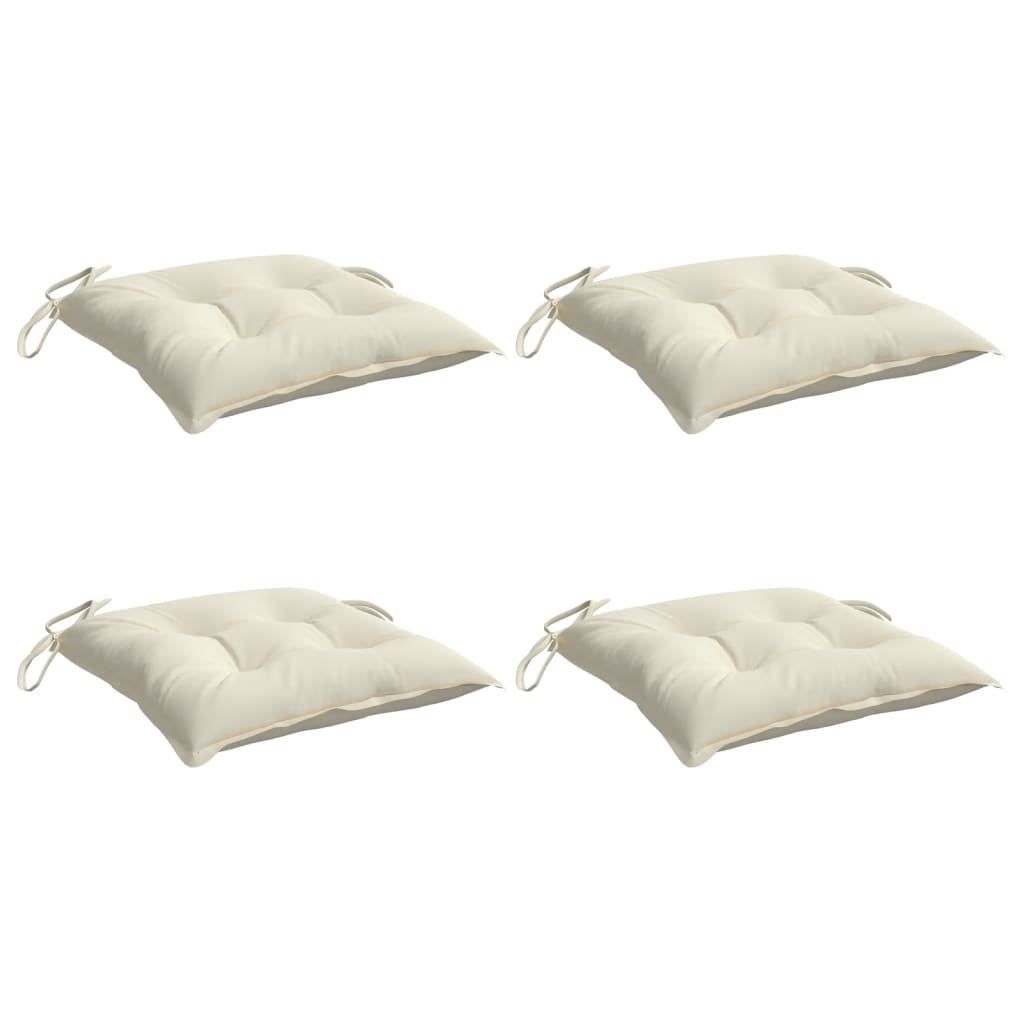 Chair Cushions 4 Pcs Cream White 40x40x7 Cm Fabric