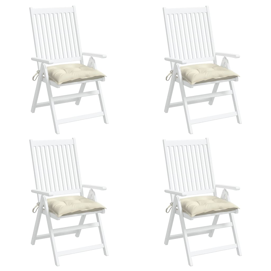 Chair Cushions 4 Pcs Cream White 40x40x7 Cm Fabric
