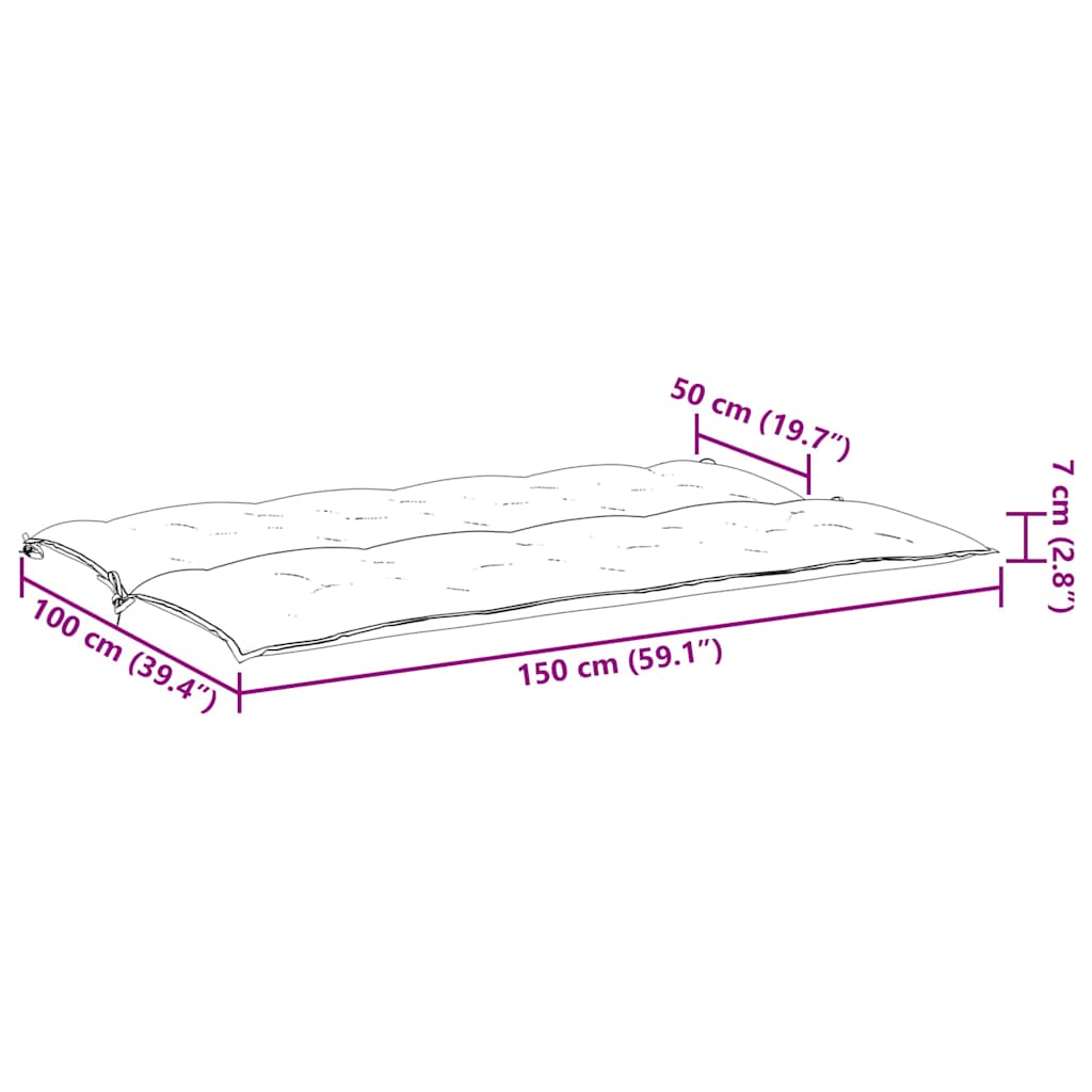 Garden Bench Cushion Grey 150x(50+50)x7cm Oxford Fabric