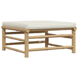 3 Piece Garden Lounge Set with Cream White Cushions Bamboo - Rear View