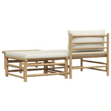 3 Piece Garden Lounge Set with Cream White Cushions Bamboo - Extra Image