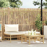 3 Piece Garden Lounge Set with Cream White Cushions Bamboo