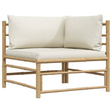 2 Piece Garden Lounge Set with Cream White Cushions Bamboo - Rear View