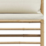 2 Piece Garden Lounge Set with Cream White Cushions Bamboo