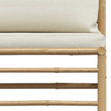 2 Piece Garden Lounge Set with Cream White Cushions Bamboo - Extra Image