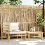2 Piece Garden Lounge Set with Cream White Cushions Bamboo