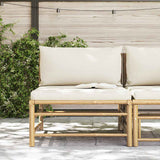 Garden Middle Sofa with Cream White Cushions Bamboo