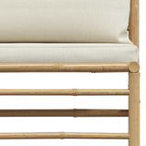 Garden Middle Sofa with Cream White Cushions Bamboo